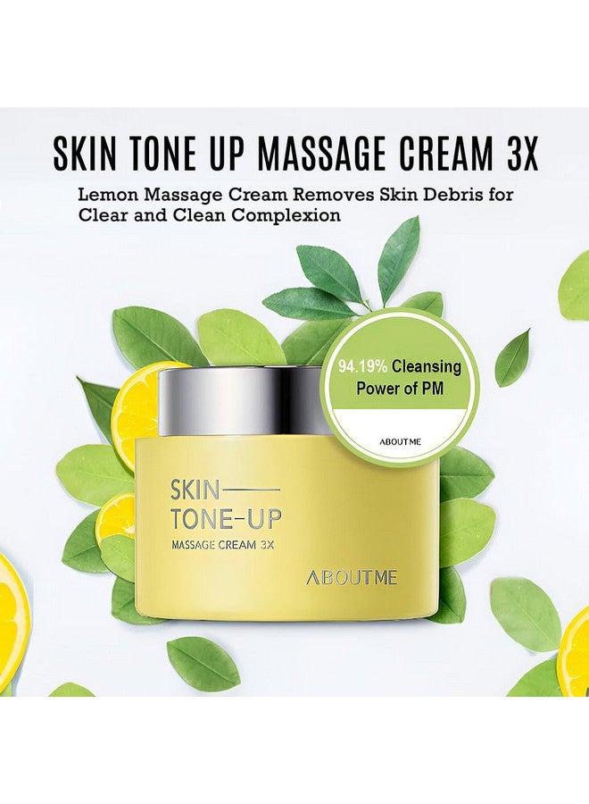 ABOUT ME Skin Tone Up Massage Cream 3X Facial Cleansing Cream For Removing Skin Debris Makeup Residue Lemon & Green Cleanse Ingredients For Clear Skin (150Ml/5.07Oz) - Image 2