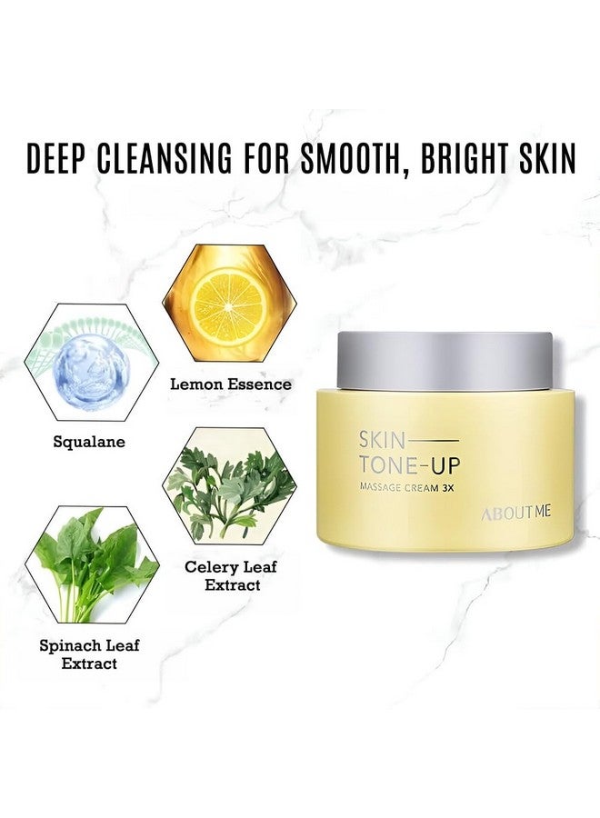 ABOUT ME Skin Tone Up Massage Cream 3X Facial Cleansing Cream For Removing Skin Debris Makeup Residue Lemon & Green Cleanse Ingredients For Clear Skin (150Ml/5.07Oz) - Image 3