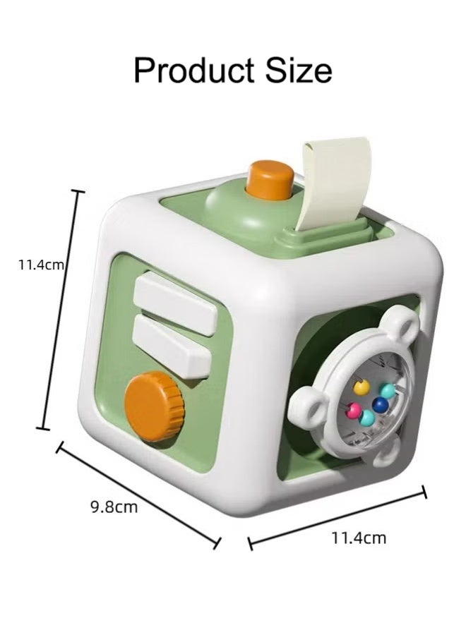 Busy Board Toy Busy Cube, Travel Sensory Toys for Baby, Learning Fine Motor Skills,6 in 1 Activity Cube,for Boy and Girl(Green) - Image 2