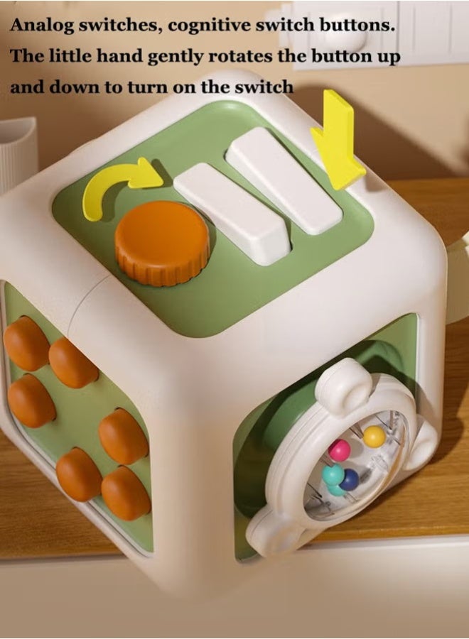 Busy Board Toy Busy Cube, Travel Sensory Toys for Baby, Learning Fine Motor Skills,6 in 1 Activity Cube,for Boy and Girl(Green) - Image 5