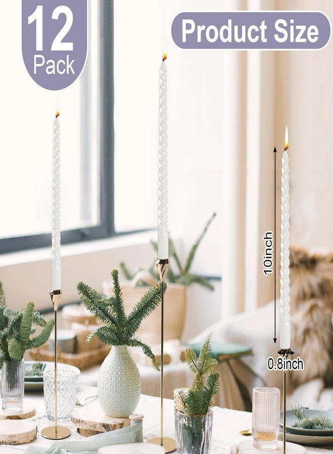 Loccmat 12 Pcs Spiral Taper Candles,s,10 Inch Unscented Tapered Candles Dripless Spiral Candlesticks,Long Candle Sticks White Taper Candles,White Twisted Candles for Dinner,Wedding,Party,Home Decor - Image 2