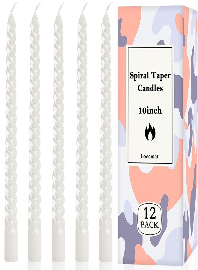 Loccmat 12 Pcs Spiral Taper Candles,s,10 Inch Unscented Tapered Candles Dripless Spiral Candlesticks,Long Candle Sticks White Taper Candles,White Twisted Candles for Dinner,Wedding,Party,Home Decor - Image 1