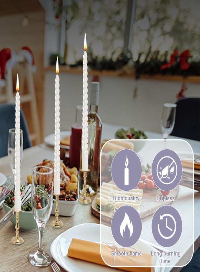 Loccmat 12 Pcs Spiral Taper Candles,s,10 Inch Unscented Tapered Candles Dripless Spiral Candlesticks,Long Candle Sticks White Taper Candles,White Twisted Candles for Dinner,Wedding,Party,Home Decor - Image 4