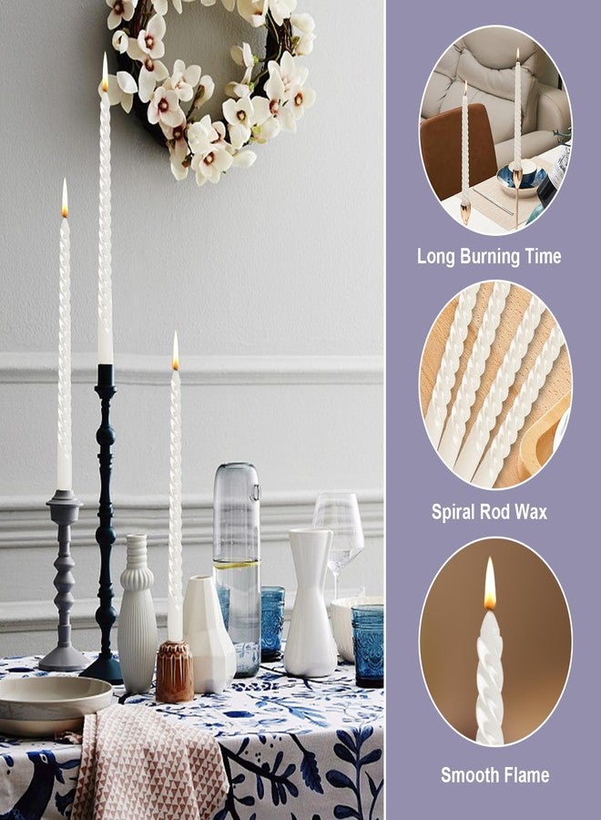 Loccmat 12 Pcs Spiral Taper Candles,s,10 Inch Unscented Tapered Candles Dripless Spiral Candlesticks,Long Candle Sticks White Taper Candles,White Twisted Candles for Dinner,Wedding,Party,Home Decor - Image 3