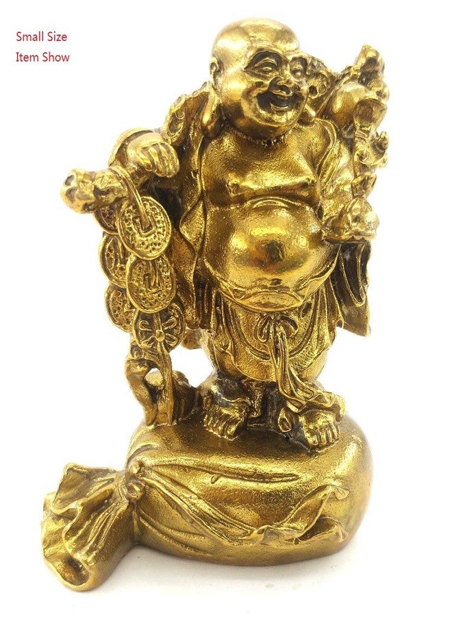 WEALTHCOMING Fengshui Statue Buddha Brass Statues Laughing Buddha Carrying Bag God of Wealth Figurines Buddha Statues Home Decor Housewarming Congratulatory Gift - Image 3