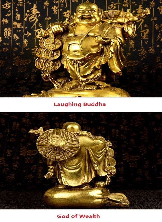 WEALTHCOMING Fengshui Statue Buddha Brass Statues Laughing Buddha Carrying Bag God of Wealth Figurines Buddha Statues Home Decor Housewarming Congratulatory Gift - Image 5