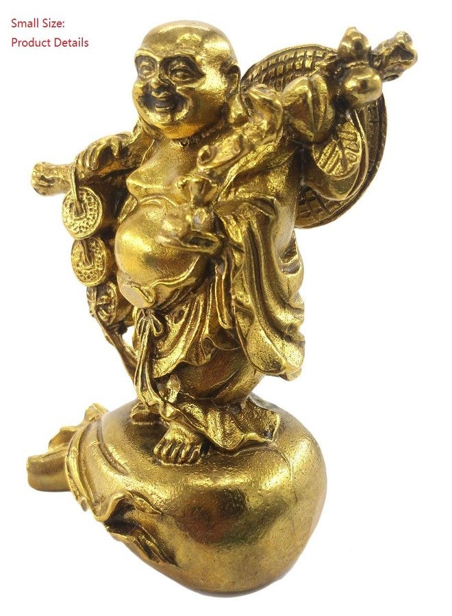 WEALTHCOMING Fengshui Statue Buddha Brass Statues Laughing Buddha Carrying Bag God of Wealth Figurines Buddha Statues Home Decor Housewarming Congratulatory Gift - Image 4