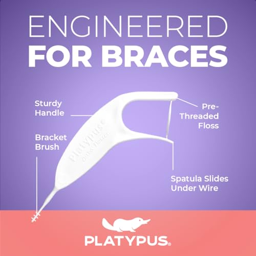 Platypus Orthodontic Flossers for Braces | Ortho Picks for Adults & Kids | Fits Under Arch Wire | Non-Damaging | Encourage Flossing Habits | Floss Teeth in Under Two Minutes (40 Count (Pack of 4)) - Image 2