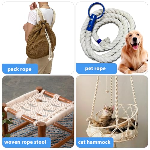 MKMJ White Cotton Rope 1/2in × 50ft Natural Twisted,Available as Used for Tug of War, Navigation, Fitness and Making Handicrafts, etc - Image 5