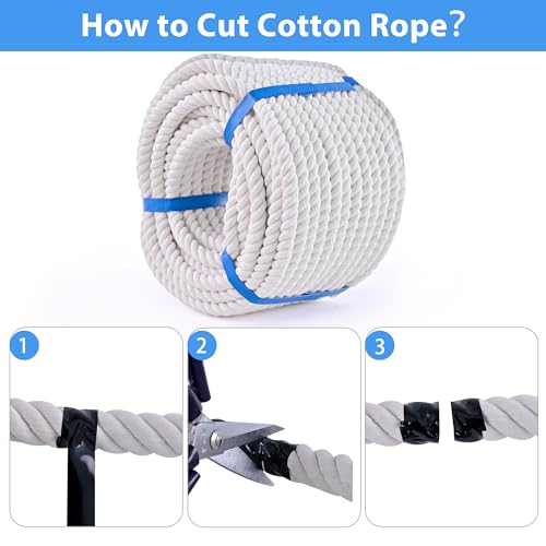 MKMJ White Cotton Rope 1/2in × 50ft Natural Twisted,Available as Used for Tug of War, Navigation, Fitness and Making Handicrafts, etc - Image 4