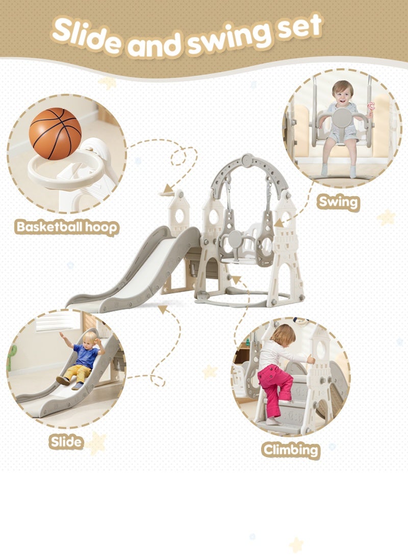 FAMAPY 3-in-1 Kids Slide Combo with Swing & Basketball Hoop,Indoor & Outdoor Playground Climber Toy for Toddlers Slide Swing Set - Image 5