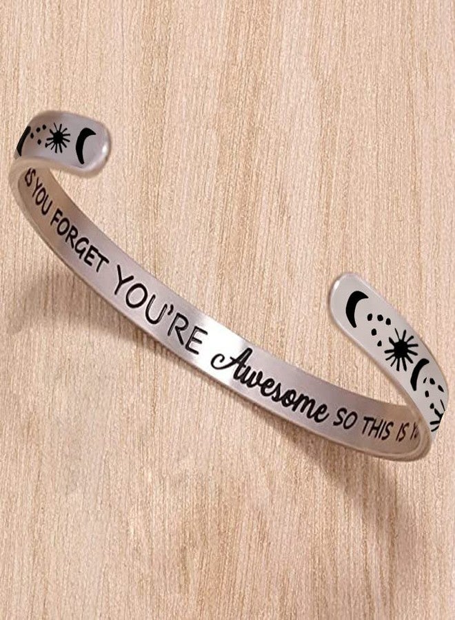 Pingyongchang 2pcs Personalized Cuff Bracelets for Women Her Stainless Steel Inspire Cuff Bangle Friendship Motivational Jewelry Colleagues Bridesmaids Birthday Graduation Gifts - Image 2