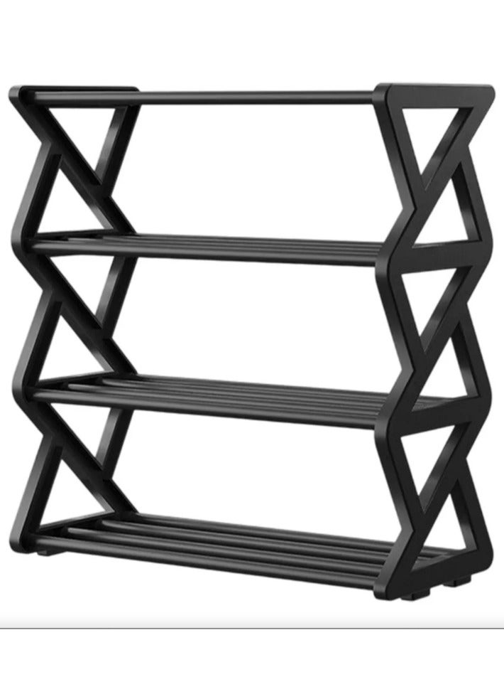 LINGWEI 4-Tier Shoe Rack Organizer Plastic Shoe Rack Black 46x51x22cm  - Image 2