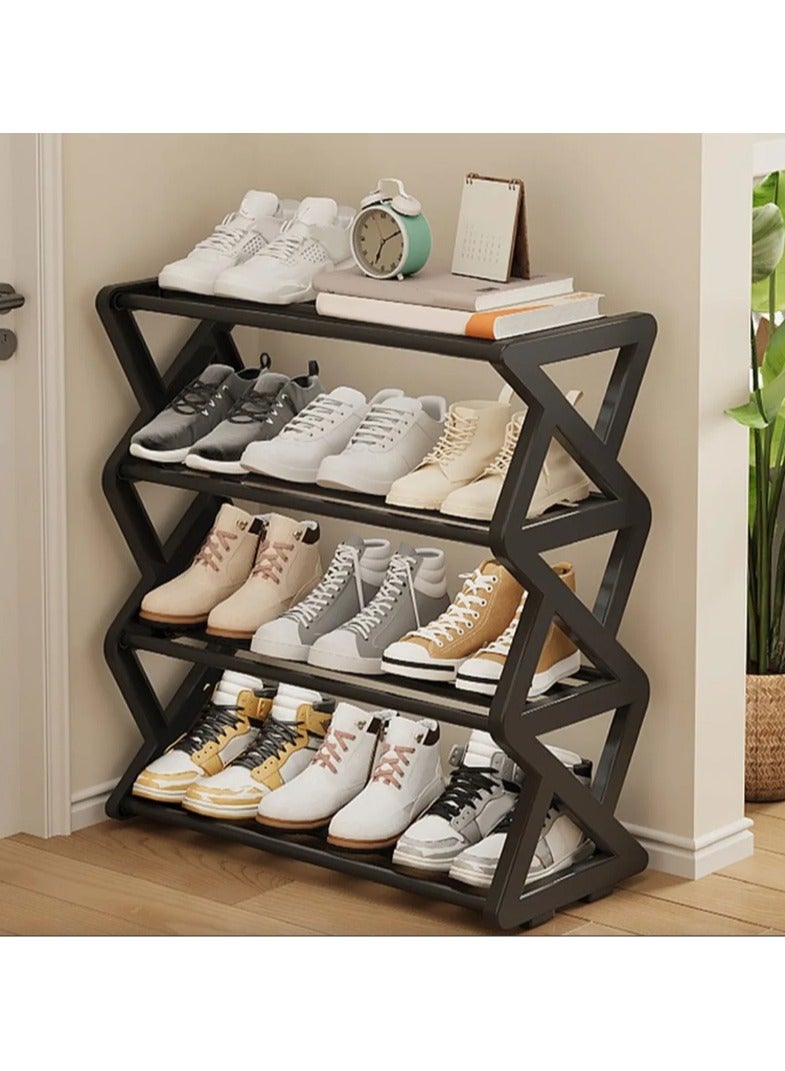 LINGWEI 4-Tier Shoe Rack Organizer Plastic Shoe Rack Black 46x51x22cm  - Image 4