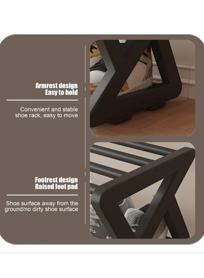 LINGWEI 4-Tier Shoe Rack Organizer Plastic Shoe Rack Black 46x51x22cm  - Image 5