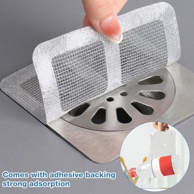 ملصقات فلتر تصريف الأرضية، 10 × 10 سم / 3.93 × 3.93 بوصة، 50 قطعة مربعة ذاتية اللصق للاستعمال مرة واحدة لتصريف الشعر وغطاء ملصقات إصلاح شاشة النافذة للمطبخ والحمام وغرفة الغسيل - Image 3