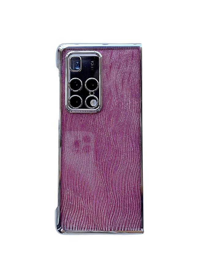 إيروريكس جراب هاتف Huawei Mate X2 PC Side Buckle+Ripples Glitter Paper Full Cover (أحمر)