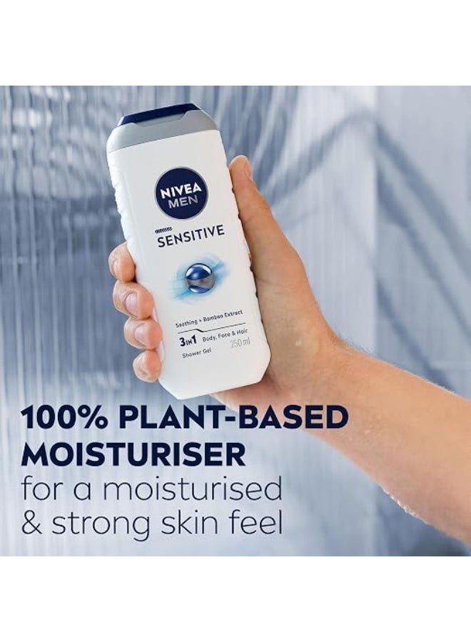 NIVEA MEN Sensitive Shower Gel Alcohol-Free Sensitive Skin Shower Gel, Gentle Shower Gel for Men, Shower Gel for Irritated Skin 250ml - Image 4