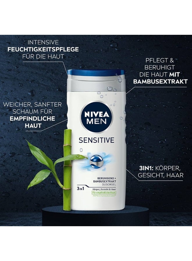 NIVEA MEN Sensitive Shower Gel Alcohol-Free Sensitive Skin Shower Gel, Gentle Shower Gel for Men, Shower Gel for Irritated Skin 250ml - Image 2