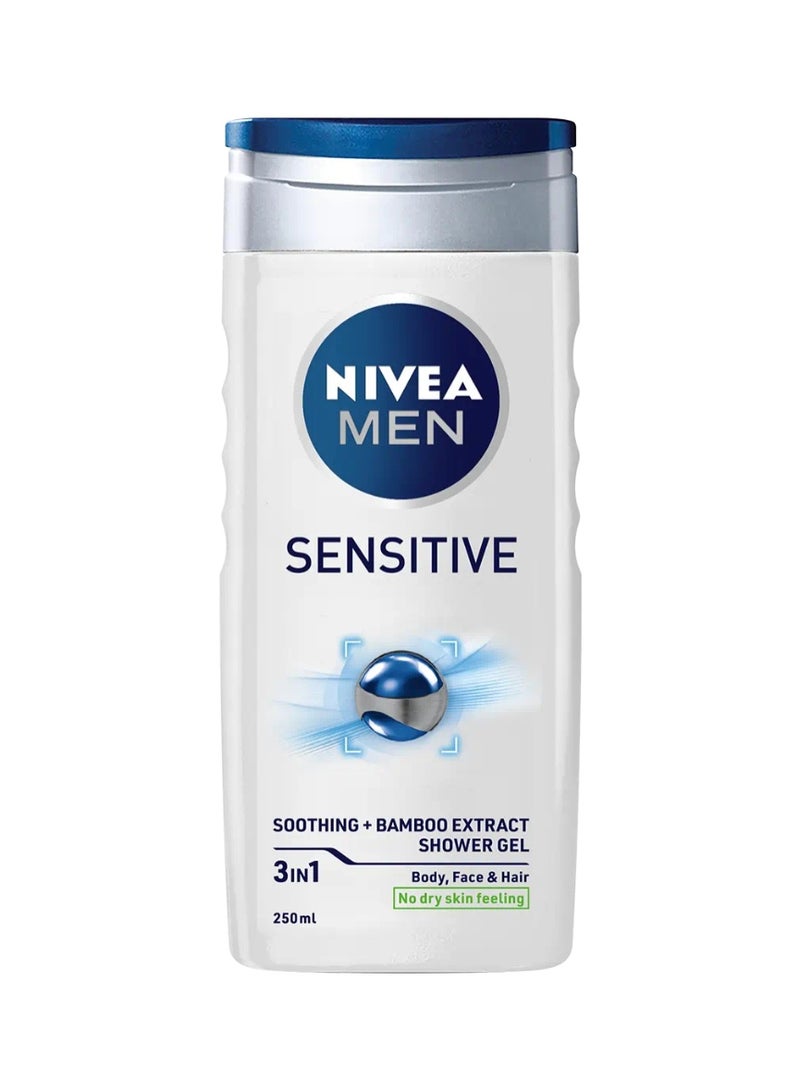 NIVEA MEN Sensitive Shower Gel Alcohol-Free Sensitive Skin Shower Gel, Gentle Shower Gel for Men, Shower Gel for Irritated Skin 250ml - Image 1