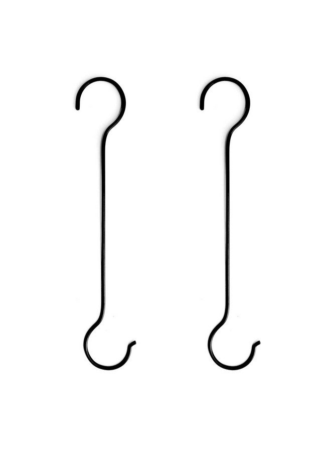 ecofynd 16 Inch Metal Pot Extension Hooks | Rust Resistant Hanging Black S Shaped Hooks for Bird Feeders and Baths, Planters, Lanterns, Ornaments | Heavy Duty Extra Large Hanging Hook (Black, 2) - Image 1