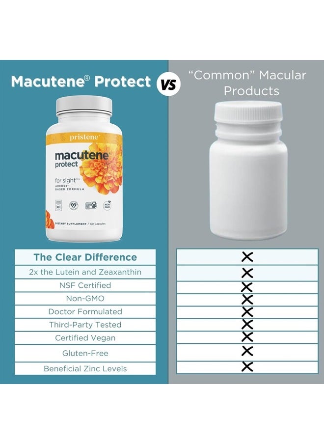 Eyecheck - Natural Eye Health Vitamins with Bilberry Zeaxanthin Lutein - Macular Support Supplement, Formula Based On AREDS2® Clinical Trials Plus Carotenoids Quercetin EGCG - Macutene® Protect (60 Capsules) - Image 1