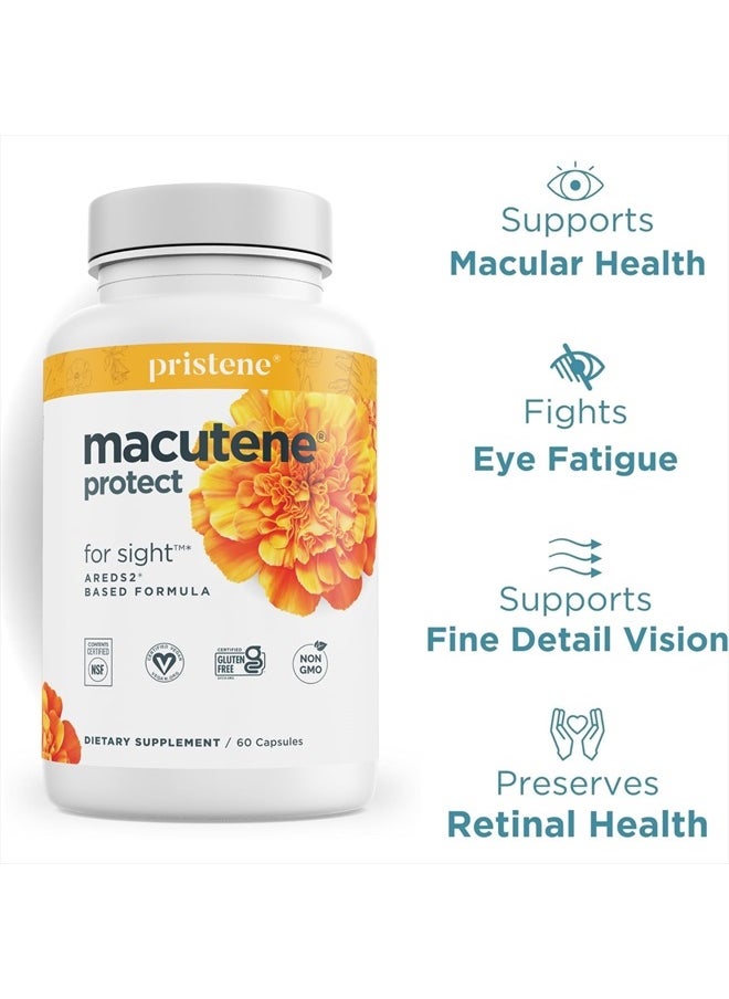Eyecheck - Natural Eye Health Vitamins with Bilberry Zeaxanthin Lutein - Macular Support Supplement, Formula Based On AREDS2® Clinical Trials Plus Carotenoids Quercetin EGCG - Macutene® Protect (60 Capsules) - Image 1