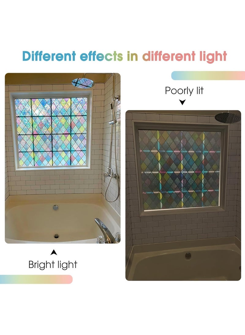 موثوقية التنبؤ فيلم حماية الخصوصية للزجاج الملون، فيلم حماية الخصوصية للزجاج الملون بألوان قوس قزح، أغطية زجاجية زخرفية ثابتة، مانعة لحرارة الشمس، لأبواب الحمام، فينيل بريزم، لون زجاجي (45 × 200 سم) - Image 4