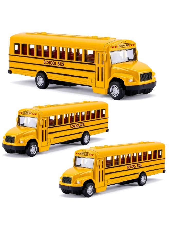 REZZOSS 3 Pack Pull Back School Bus Playset – Die-Cast Toy Vehicles for Kids | Mini School Bus Toy Set for Boys & Girls | Durable Metal Pull-Back Buses for Toddlers | Educational Transport Toy Cars for Playrooms, Gifts & Collections - Image 1