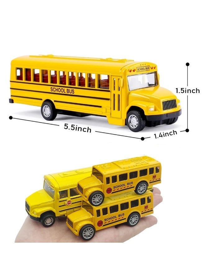 REZZOSS 3 Pack Pull Back School Bus Playset – Die-Cast Toy Vehicles for Kids | Mini School Bus Toy Set for Boys & Girls | Durable Metal Pull-Back Buses for Toddlers | Educational Transport Toy Cars for Playrooms, Gifts & Collections - Image 2