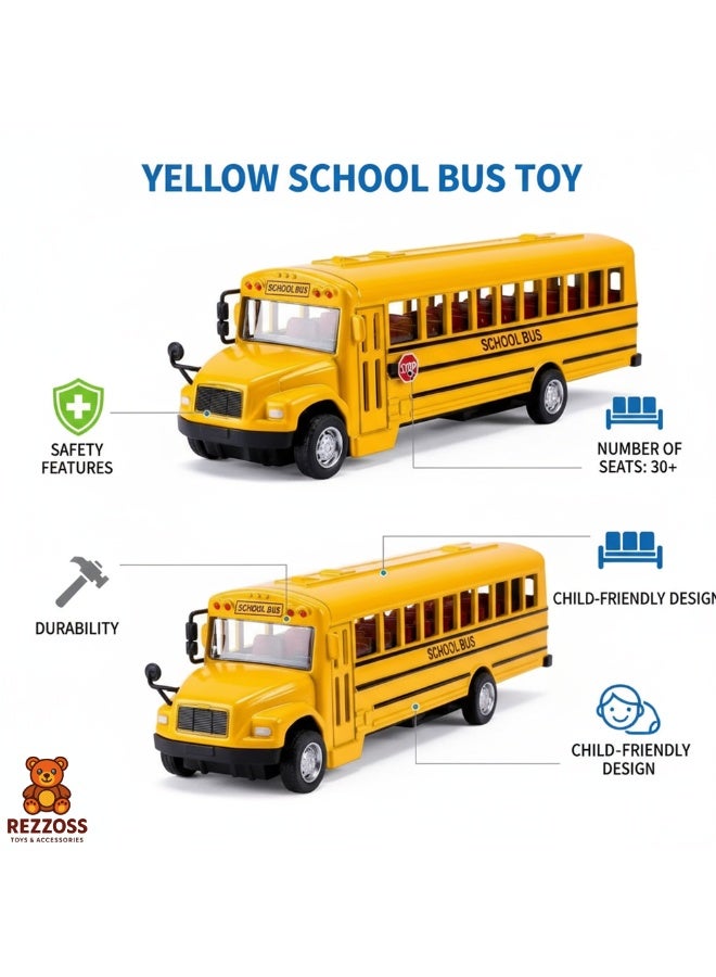 REZZOSS 3 Pack Pull Back School Bus Playset – Die-Cast Toy Vehicles for Kids | Mini School Bus Toy Set for Boys & Girls | Durable Metal Pull-Back Buses for Toddlers | Educational Transport Toy Cars for Playrooms, Gifts & Collections - Image 3