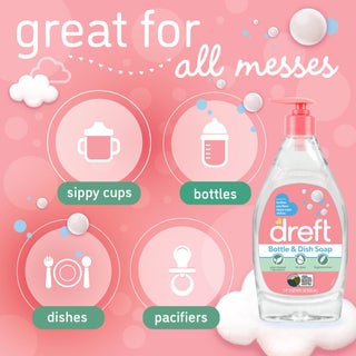 DREFT Bottle and Dish Soap | Made to Clean Baby Bottles, Sippy Cups, Pacifiers, Breast Pumps, & More | Gently Removes Milk Film & Odors | Plant Based, Fragrance Free Dish Soap | 18 Fl Oz (Pack of 3) - view 4