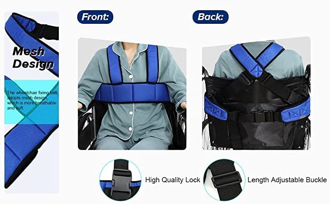 Kitwe حزام مقعد الكرسي المتحرك القابل للتنفس والمتين من البوليستر لكبار السن - Image 5