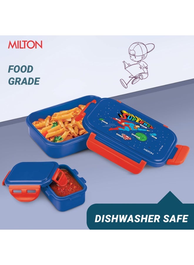 MILTON Candy Tiffin (DC) Lunch Box for Kids Boys & Girls with Leak-Proof Inner Container| Food Grade,BPA Free,Compact & Durable Snacks Box for Kids I Plastic Spoon & Fork, 520 ml, Blue - Image 4