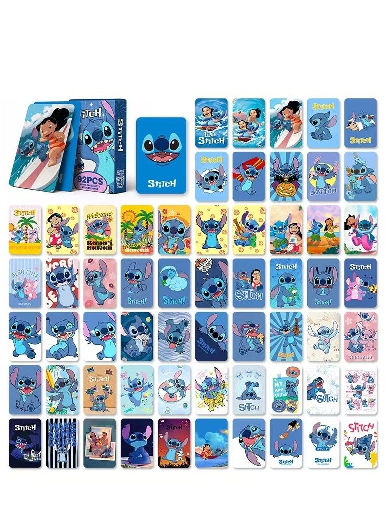 xppier 92 قطعة من بطاقات لومي أنمي ستيتش، بطاقات ثنائية الأبعاد لستيچ، بطاقات صغيرة في صندوق ليزر، هدية رائعة للأطفال - Image 1