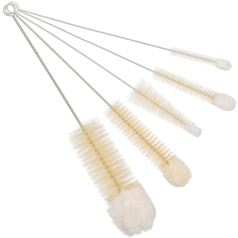 REDECKER Wool Tip Bottle Cleaning Brush Set with Pig Hair Bristles and Wire Handles, Set of 5, Various Sizes, Made in Germany - Bottle Cleaner Brush - Bottle Brush Soft Tip - Image 1