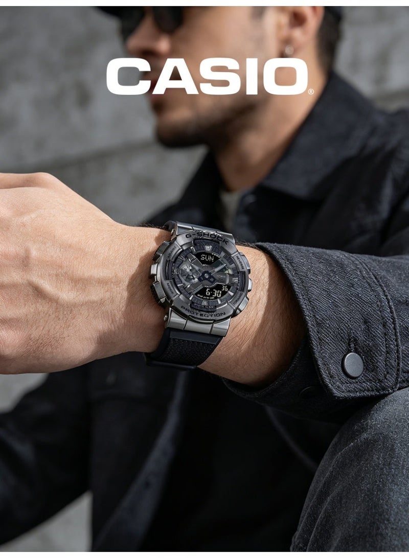 Casio G-SHOCK Men's Analog-Digital Sports Watch, Black Split Dual Display Dial, Black Ion Plated Stainless Steel Bezel, Black Textured Resin Strap, Shock & Magnetic Resist, 20ATM Water Resistant GM-110BB-1APR - Image 1