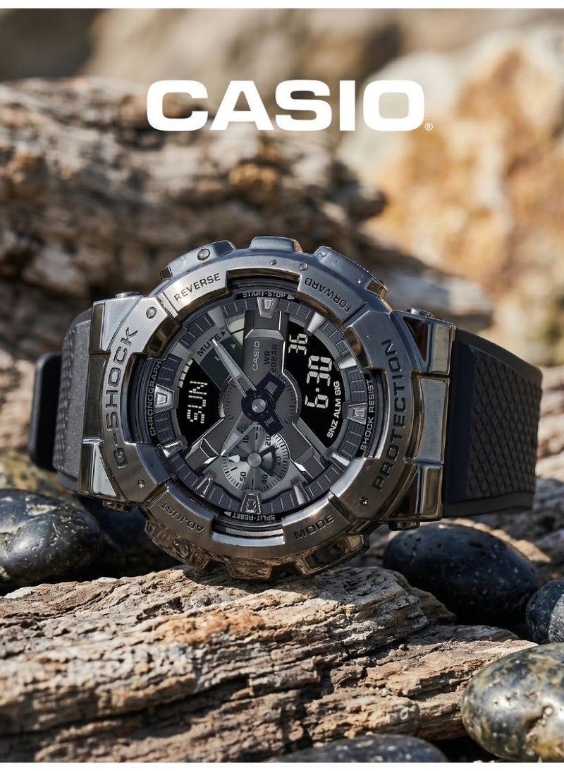 Casio G-SHOCK Men's Analog-Digital Sports Watch, Black Split Dual Display Dial, Black Ion Plated Stainless Steel Bezel, Black Textured Resin Strap, Shock & Magnetic Resist, 20ATM Water Resistant GM-110BB-1APR - Image 4