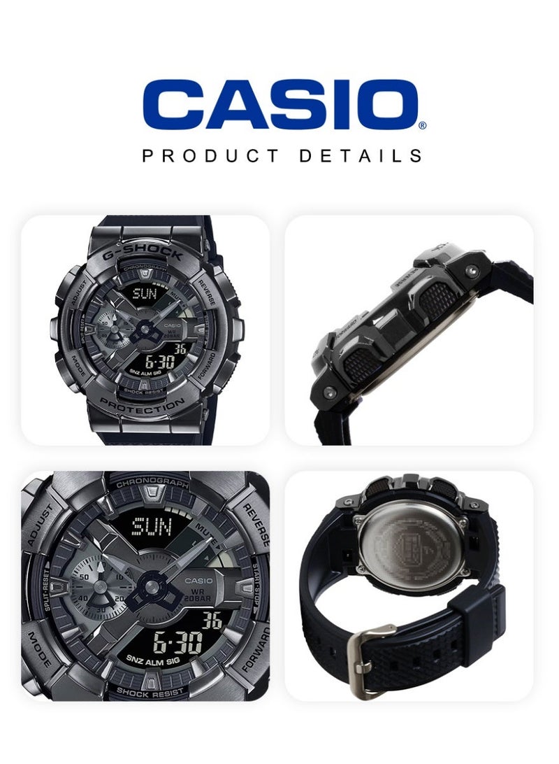 Casio G-SHOCK Men's Analog-Digital Sports Watch, Black Split Dual Display Dial, Black Ion Plated Stainless Steel Bezel, Black Textured Resin Strap, Shock & Magnetic Resist, 20ATM Water Resistant GM-110BB-1APR - Image 5