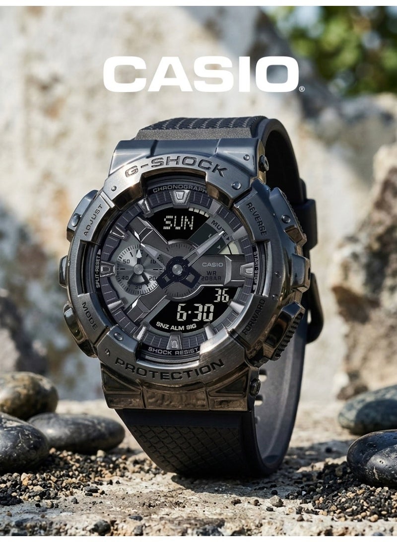 Casio G-SHOCK Men's Analog-Digital Sports Watch, Black Split Dual Display Dial, Black Ion Plated Stainless Steel Bezel, Black Textured Resin Strap, Shock & Magnetic Resist, 20ATM Water Resistant GM-110BB-1APR - Image 2