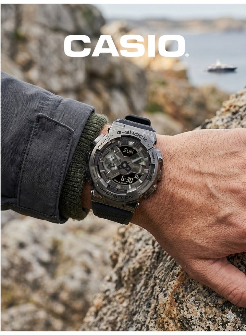 Casio G-SHOCK Men's Analog-Digital Sports Watch, Black Split Dual Display Dial, Black Ion Plated Stainless Steel Bezel, Black Textured Resin Strap, Shock & Magnetic Resist, 20ATM Water Resistant GM-110BB-1APR - Image 3