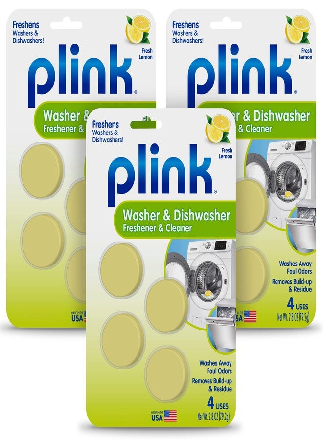 Plink Washing Machine and Dishwasher Cleaner and Freshener, Prevents Residue and Removes Odors in Kitchen and Laundry Room Appliances, Septic-Friendly, Made in the USA, Lemon Scent, 12 Tablets - Image 1