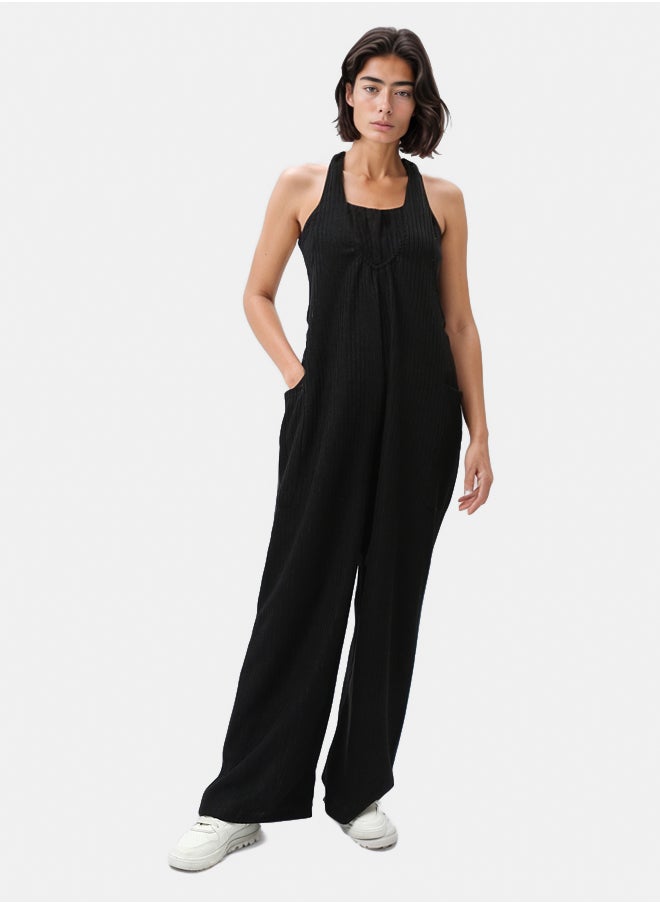 RAVIN - Sleeveless Ribbed Wide Jumpsuit - Image 1