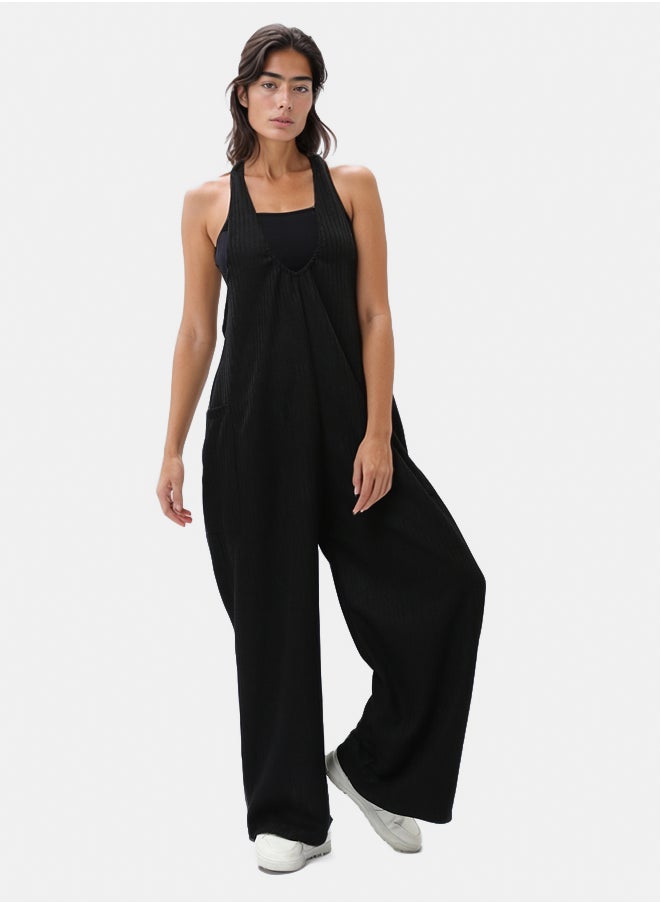 RAVIN - Sleeveless Ribbed Wide Jumpsuit - Image 1