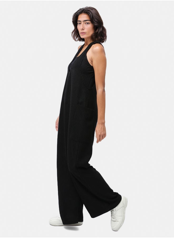 RAVIN - Sleeveless Ribbed Wide Jumpsuit - Image 1