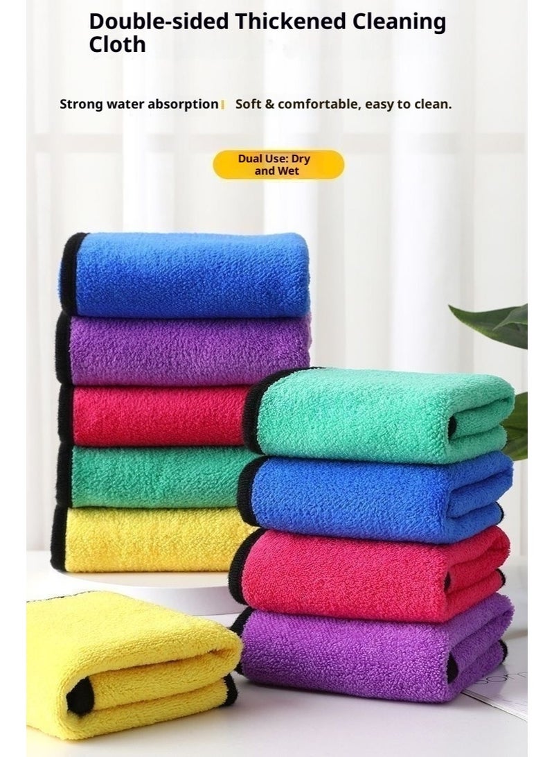 عبوة من 5 قطع من قماش تنظيف من الألياف الدقيقة السميكة، مزدوجة الجوانب، متعددة الألوان، ماصة، للاستخدام الجاف والرطب | منظف مثالي للمطبخ والسيارة والمنزل - Image 1