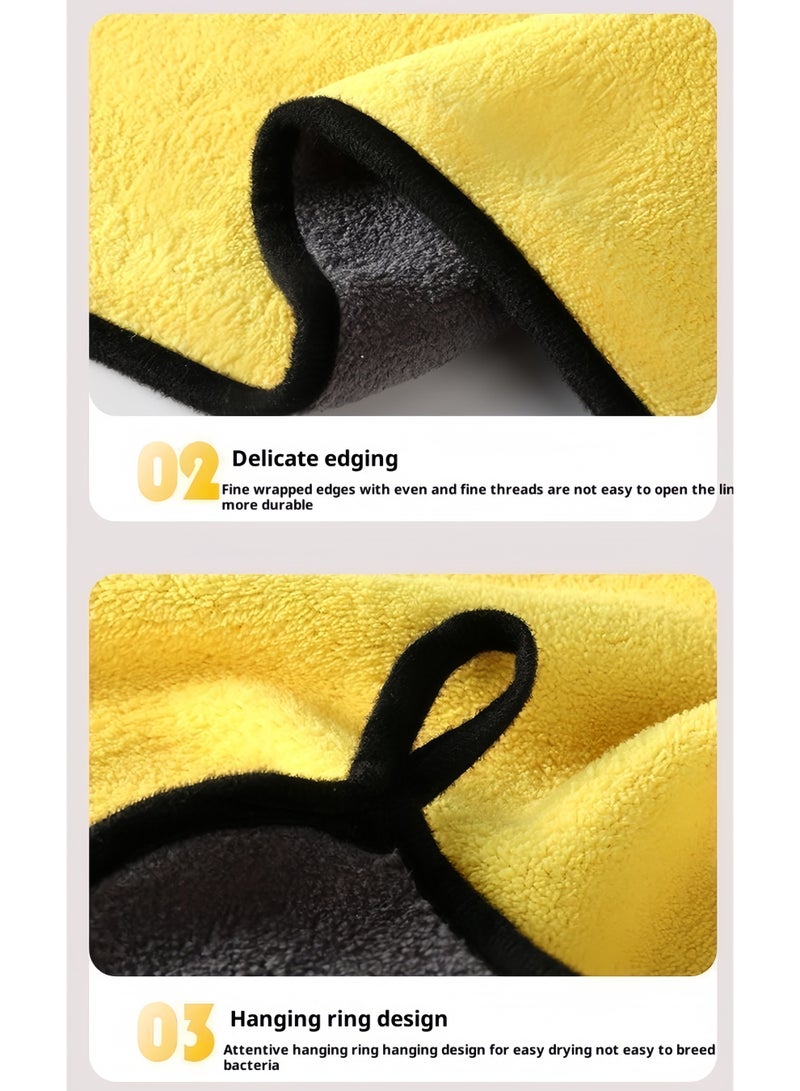 عبوة من 5 قطع من قماش تنظيف من الألياف الدقيقة السميكة، مزدوجة الجوانب، متعددة الألوان، ماصة، للاستخدام الجاف والرطب | منظف مثالي للمطبخ والسيارة والمنزل - Image 4