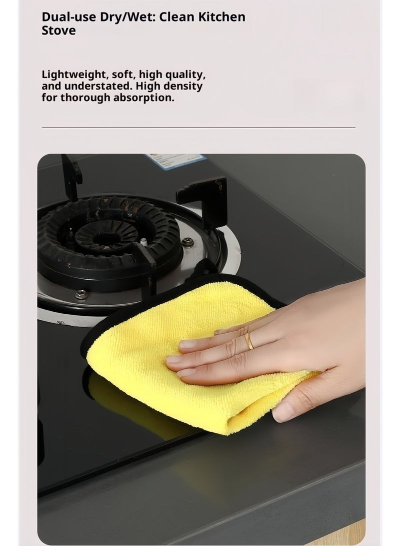 عبوة من 5 قطع من قماش تنظيف من الألياف الدقيقة السميكة، مزدوجة الجوانب، متعددة الألوان، ماصة، للاستخدام الجاف والرطب | منظف مثالي للمطبخ والسيارة والمنزل - Image 5