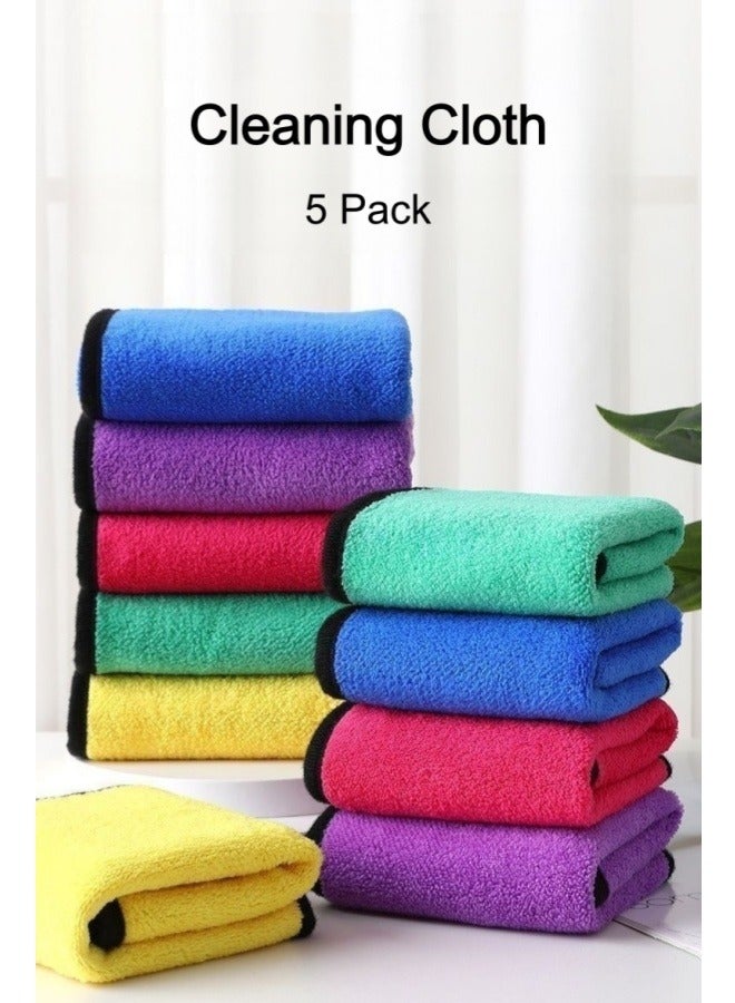 قماش تنظيف مايكروفايبر (مجموعة من 5 قطع) – مزدوج الجانب سميح، ماصٍ، مائي وجاف | منزل/مطبخ/سيارة - Image 1