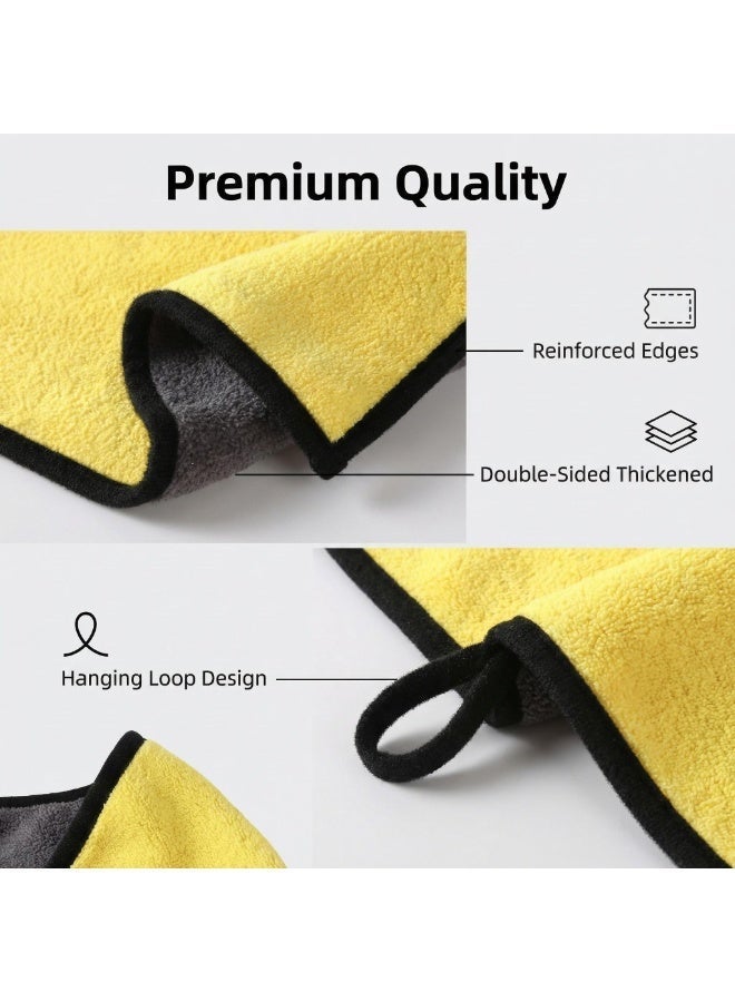Microfiber Cleaning Cloth 5 Pack - Double-Sided Thickened Soft Highly Absorbent Wet Dry Use for Home Kitchen Car Cleaning - Image 4
